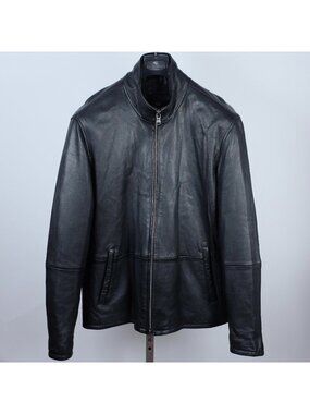 John Varvatos USA sz Large biker jacket coat black zip front